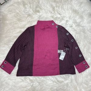 Liv by Habitat Clothes Button Sleeve Sweater Style 73719 Cherry